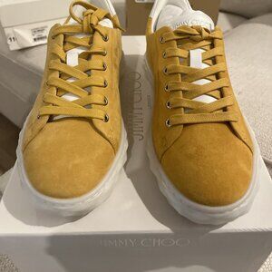Jimmy Choo Diamond Lite Sun-211B Yellow Leather & Suede Low-Top Sneakers – Size